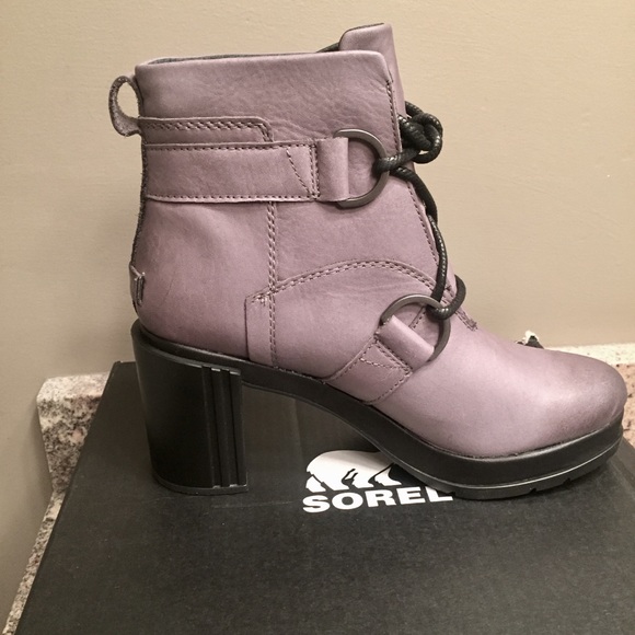 Sorel Margo Leather Lace Up Boots Quarry - Picture 5 of 7